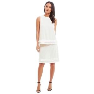 Fashion Union White Sleeveless Fringe Top Size S